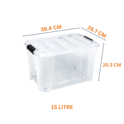 Rolling Storage Box with Lid and Wheels- Small, 15 LITRE