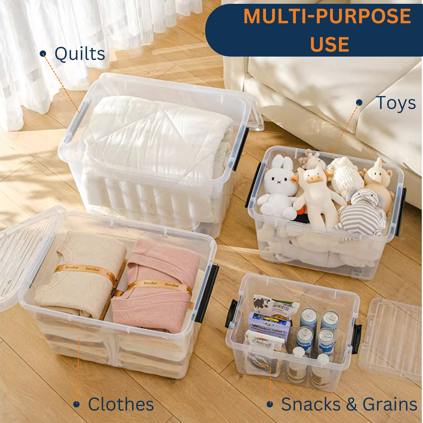 Rolling Storage Box with Lid and Wheels- Small, 15 LITRE