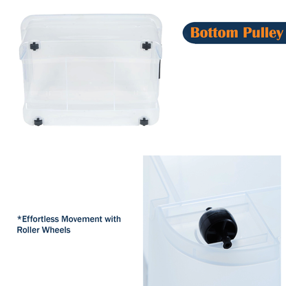 Rolling Storage Box with Lid and Wheels- Small, 15 LITRE